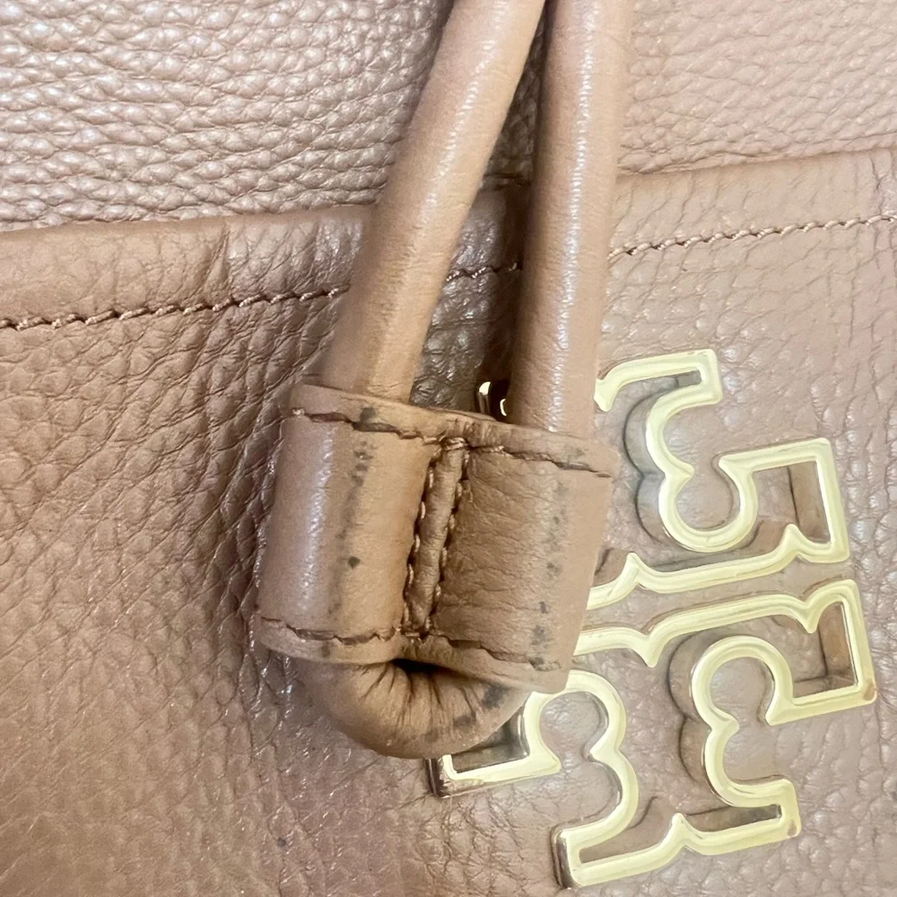 Tory Burch Britten Leather tan‎ brown Large Backpack  classic casual work